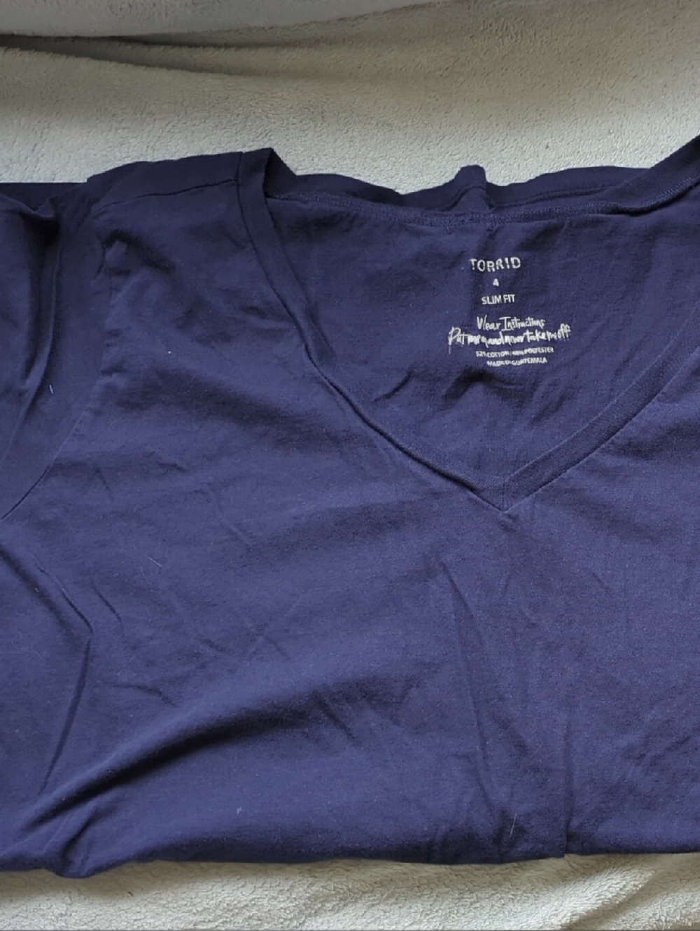 torrid Navy V Neck Short Sleeve Tee